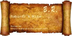 Babirák Rita névjegykártya