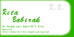 rita babirak business card
